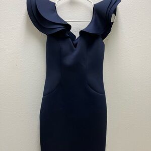 Eliza J One Shoulder Navy Dress